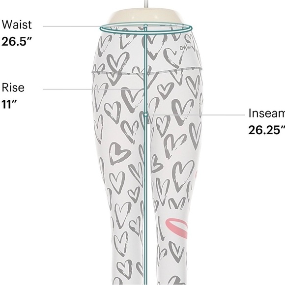 Owfit Chic Heart Patterned Women's Leggings one size, measurements included - Picture 4 of 7